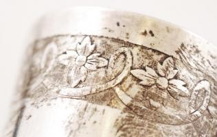 Antik ezüst (Ag.) keresztelő pohár, jelzett, mesterjeggyel, kis horpadásokkal, m:9 cm, nettó:84 g