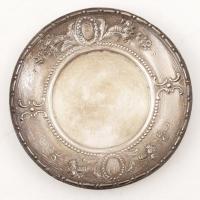 Ezüst (Ag.) csésze és alj porcelán pohárral, jelzett, jó állapotban, nettó:93 g