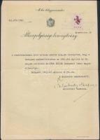 1935 Igazolás katonai szolgálatról, pecséttel, illetve igazolás a magyar állampolgárságról, 1942-ből...