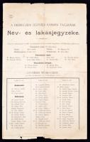1909 A debreczeni ügyvédi kamara név- és lakásjegyzéke, 311 taggal.