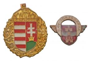 2db-os jelvény tétel: DN "Címer" aranyozott, zománcozott jelvény (33x27,5mm) + "BKV törzsgárda" zománcozott fém jelvény (19,5x22,5mm) T:2