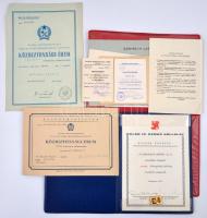 Kis doboznyi vegyes jelvény, kitüntetés és érem tétel főleg a szocialista időszakból, benne adományozói okiratok és igazolványok is T:vegyes Different badges, medallions, papers mainly from the socialism, in a box C:mixed