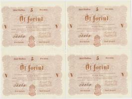 1848. 5Ft "Kossuth bankó" (4x) + 10Ft "Kossuth bankó" (5x) + 1849. 10Ft "Kincstári utalvány" mind replika T:vegyes