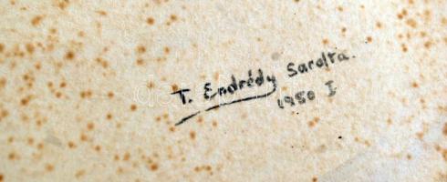 Endrédy Sarolta (?-?): Csecsemő portré. Akvarell, papír, jelzett, üvegezett keretben, foltos, 23×17 ...