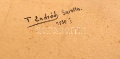 Endrédy Sarolta (?-?): Csecsemő portré. Akvarell, papír, jelzett, üvegezett keretben, foltos, 23×17 ...