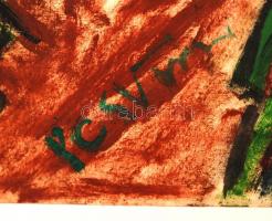 PcsV jelzéssel: Fej. Olaj, papír, szakadással, 33×24 cm