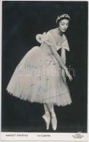 Dame Margot Fonteyn de Arias, (1919-1991) angol ballerina aláírása nyomtatványon, 14x9cm /Signature of Dame Margot Fonteyn de Arias, (1919-1991) English ballerina