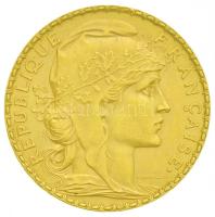 Franciaország / Modern Köztársaság 1910. 20Fr Au "Kakas" (6,46g/0.900) T:2  France / Modern Republic 1910. 20 Francs Au "Rooster" (6,46g/0.900) C:XF  Krause KM#857