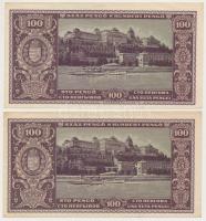 1945. 100P (4x) párban sorszámkövetők, "BÜNTETÉS" szóban "N" felett lemezhiba T:...
