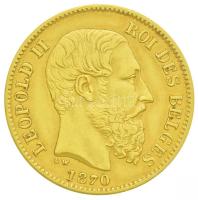 Belgium 1870. 20Fr Au "II. Lipót" (6.45g/0.900) T:2 Belgium 1870. 20 Francs Au "Leopold II" (6.45/0.900) C:XF  Krause KM#37