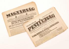 1941 A Magyarság, illetve a Pesti Ujság  c.  nemzetiszocialista lapok egy-egy száma, mindkettő címlapján nyilaskereszttel.