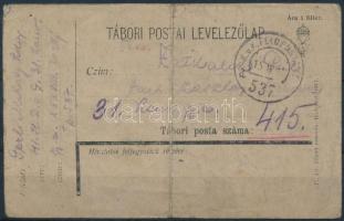 1915 Tábori posta levelezőlap / Field postcard FP 537 a