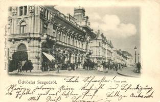 1899 Szeged, Tisza-part, üzletek; kiadja Gönczi I. József (EK)