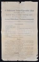 1907 A Debreceni Torna-Egyesület által 40 évi fennállása alkalmából József kir. herceg Ő fensége védnöksége mellett Országos Athletikai és Tornaversenyek, pp.:2, rossz állapotban, 34x20cm