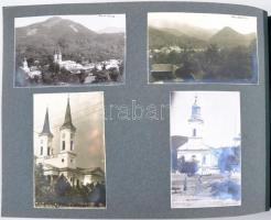 Kb 200 fényképet tartalmazó fotóalbum, benne néhány magyar és erdélyi kép és képeslap, valamint Olas...