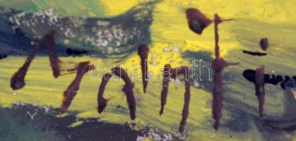 Bánfi jelzéssel: Ligeti sétány olaj, karton, üvegezett keretben, 23x32cm