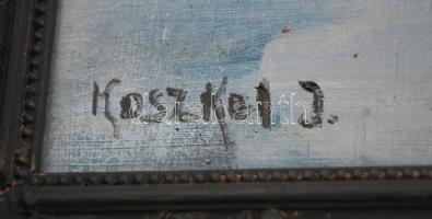 Koszkol jelzéssel: Vitorlások. Olaj, karton, 23×31 cm