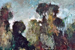 Réti jelzéssel: Erdőrészlet. Olaj, farost,  44×60 cm