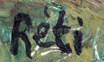 Réti jelzéssel: Erdőrészlet. Olaj, farost,  44×60 cm