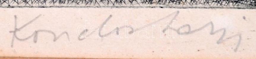 Kondor Lajos (1926-2006): Tabán. Rézkarc, papír, keretben, 30×39 cm