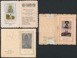 cca 1900-20 Búcsús emlékek, benne litho is, kinyithatósak, dombornyomottak, különböző méretben és mi...