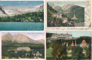 Tátra; Tátralomnic, Tarpatakfüred, Poprádi tó - 4 db régi képeslap / 4 old postcards