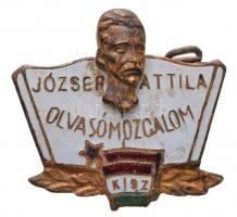 ~1975. "József Attila Olvasómozgalom" bronz fokozata, zománcozott "KISZ" kitűző T:2