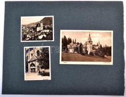 cca 1930 Brassó 13 db fotó és képeslap albumlapon / Brasov 13 photos