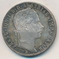 1858B 1Fl Ag "Ferenc József" T:2 ph., patina