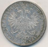 1863B 1Fl Ag "Ferenc József" T:2 ph., patina