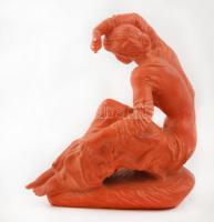 Tóth Valéria (1943-): Elhagyatva. Terrakotta, jelzett, hibátlan, m:24 cm, h:21 cm