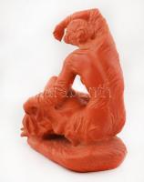 Tóth Valéria (1943-): Elhagyatva. Terrakotta, jelzett, hibátlan, m:24 cm, h:21 cm