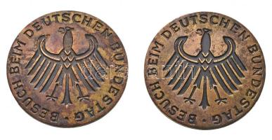 NSZK DN "Látogatás a Bundestag-nál" fém jelvény (2x) (30mm) T:2,2- FRG ND "Visit at the Bundestag" metal badge (2x) (30mm) C:XF,VF