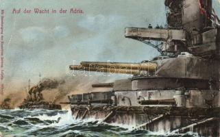 Auf der Wacht in der Adria / WWI K.u.K. Navy, battle ship, machine guns s: Willy Stöwer (EB)