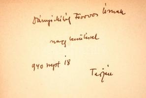 Tarján Vilmos: Pesti éjszaka. Bp., 1940, szerzői kiadás. 110 p.  Korabeli egészvászon kötésben. Dedi...