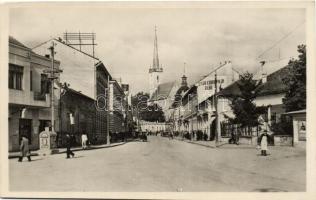 Dés, Főtér, üzletek, Horthy-plakát / main square