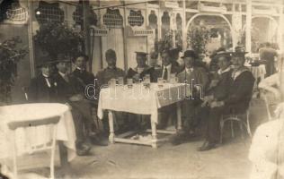 Unknown location, probably Austro-Hungarian mariners in a restaurant with other officers, photo (fl)