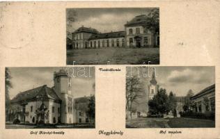 Nagykároly, Vasútállomás, Gróf Károlyi-kastély, református templom / railway station, castle, church