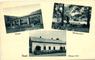 Uzsok, Viadukt, Hangya üzlete, Herkules-fürdő / railroad bridge, cooperative, spa