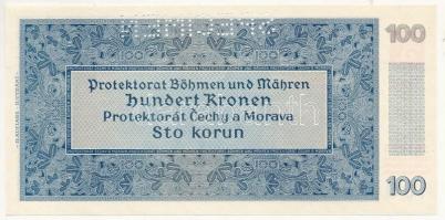 Német 3. Birodalom / Cseh-Morva Protektorátus 1940. 100K "SPECIMEN" perforációval T:I
Ger...