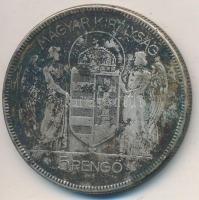 1930. 5P Ag "Horthy jobbra" T:3 patina Adamo P8