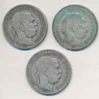 1894KB 1K Ag "Ferenc József" (3x) T:2-,3 patina