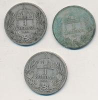 1894KB 1K Ag "Ferenc József" (3x) T:2-,3 patina