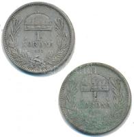 1893KB 1K Ag "Ferenc József" (2x) T:3 patina