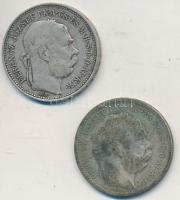 1893KB 1K Ag "Ferenc József" (2x) T:3 patina