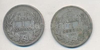 1895KB 1K Ag "Ferenc József" (2x) T:2-,3 patina