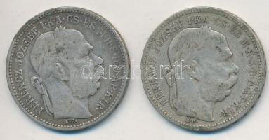 1895KB 1K Ag "Ferenc József" (2x) T:2-,3 patina