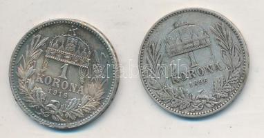 1896KB-1916KB 1K Ag "Ferenc József" (2x) T:2,2-,3 patina