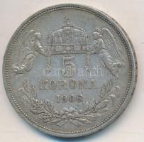 1908KB 5K Ag "Ferenc József" T:2- patina