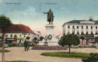 Marosvásárhely, Targu Mures; Kossuth szobor, Takarékpénztár, Bucher Lajos, Borhegyi Gyula, Bartsch T. Károly és Henning Károly üzlete / statue , bank, shops